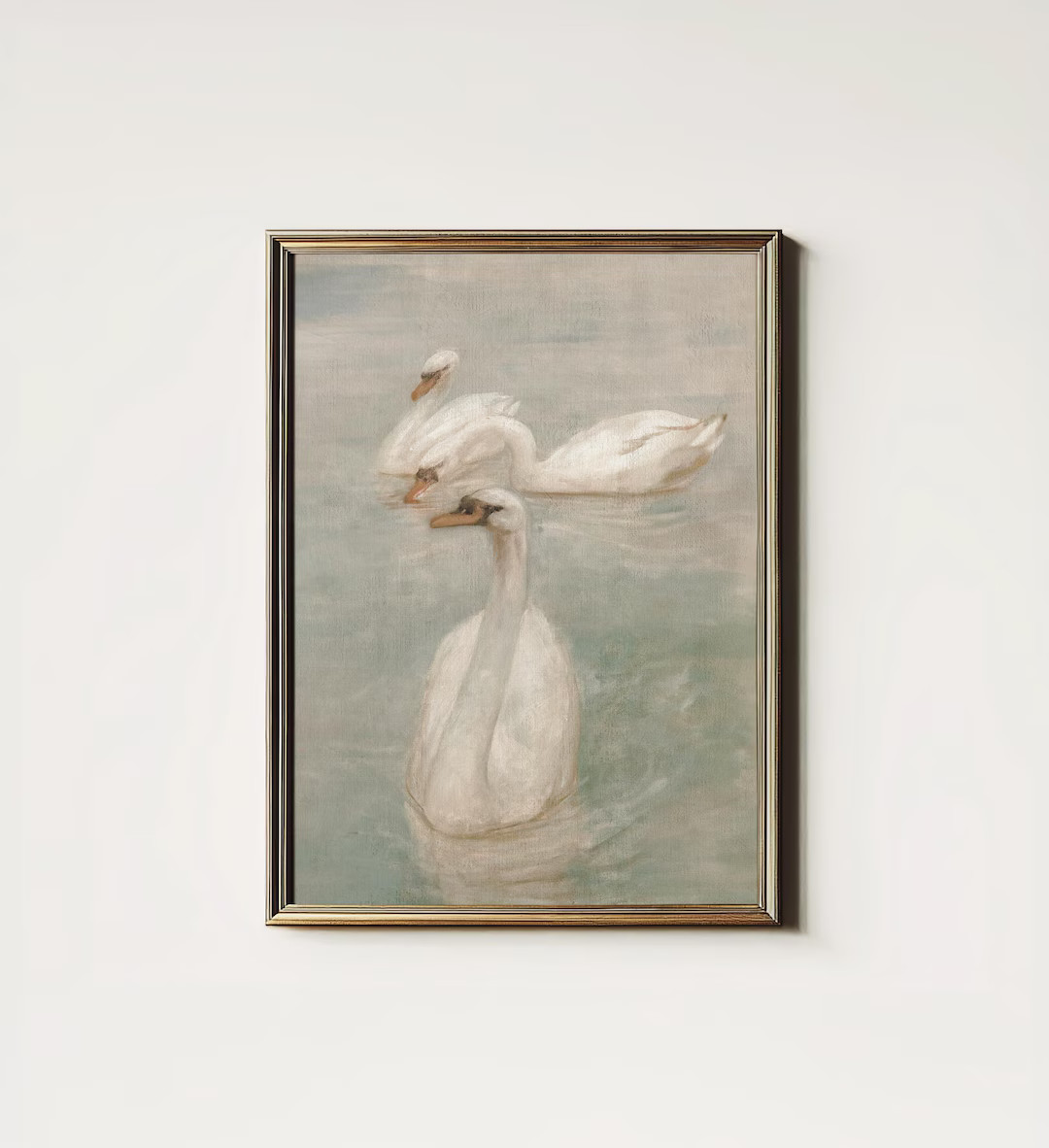 Vintage Swan Wall Art | Pastel Farmhouse Nursery Painting PRINTABLE Digital Downloadable Print | ... | Etsy (US)