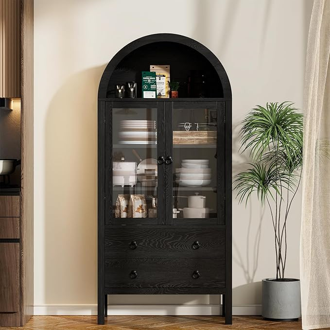Arched Cabinet, 71" Tall Modern Storage Cabinet, Arched Kitchen Pantry Cabinet, Arched Bookshelf ... | Amazon (US)