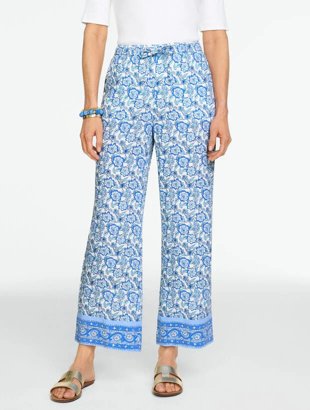 Straight Leg Pull-On Pants - Floral Vines | Talbots