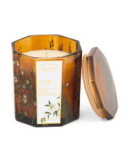 15.87oz Glass Autumn Bloom Hexagonal Candle With Lidded Decorative Jar | Cotton | Marshalls