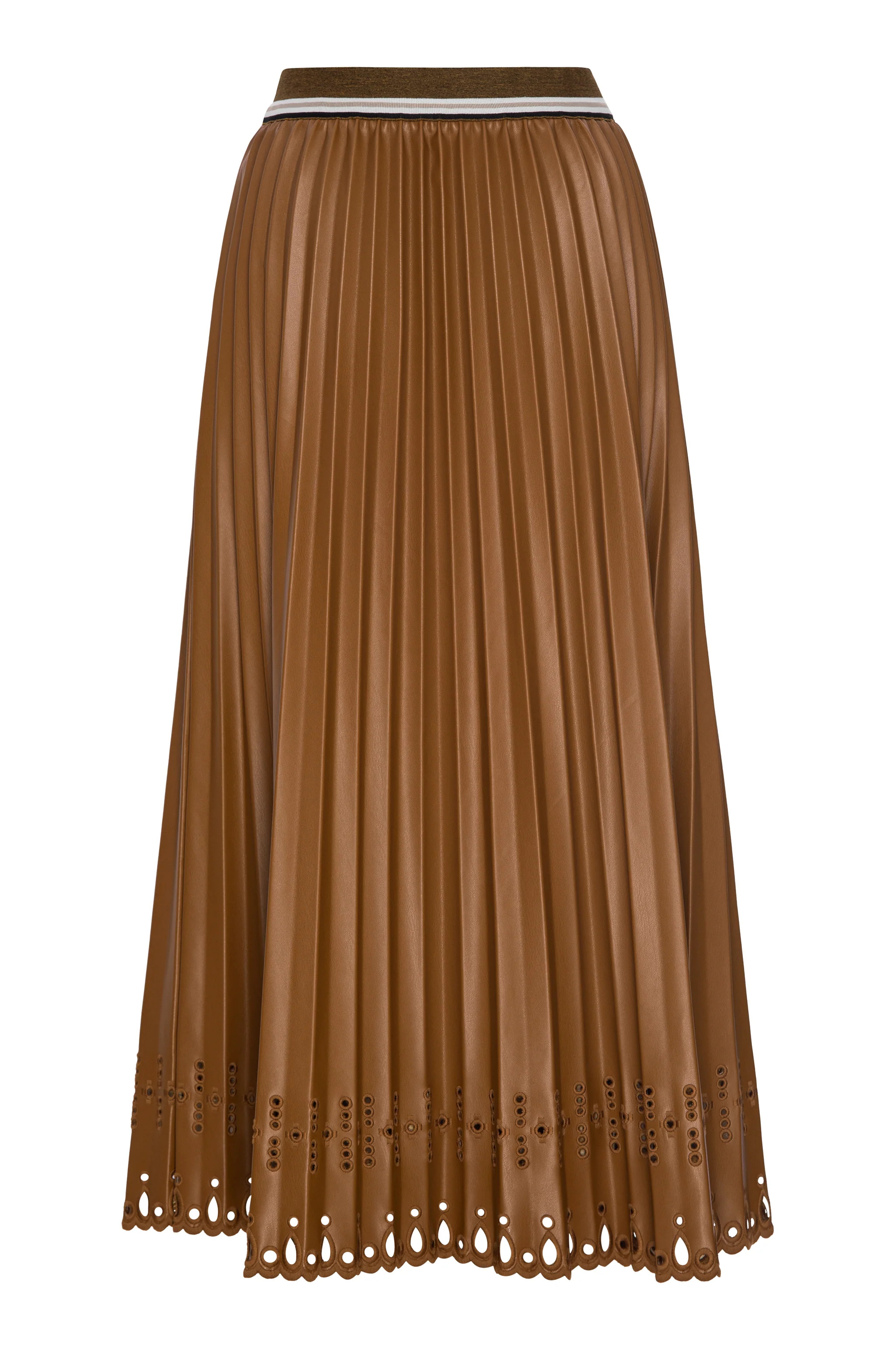 Pleats To Meet You Skirt Brown Vegan Leather | Le Superbe