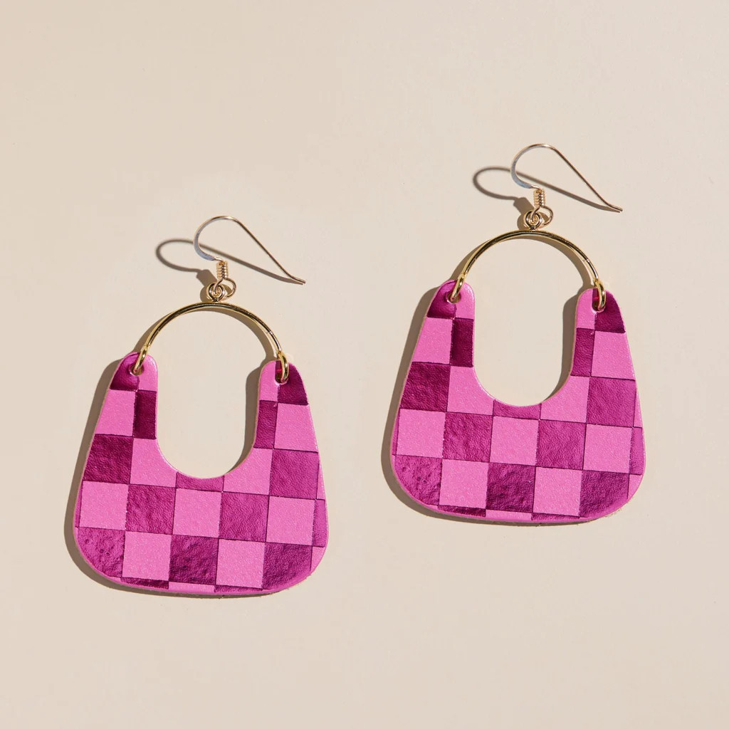 Magenta Shimmer Checkmate Noras | Nickel and Suede