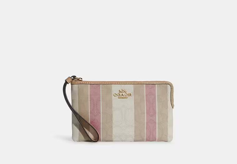 Large Corner Zip Wristlet In Signature Jacquard With Stripes | Coach Outlet US