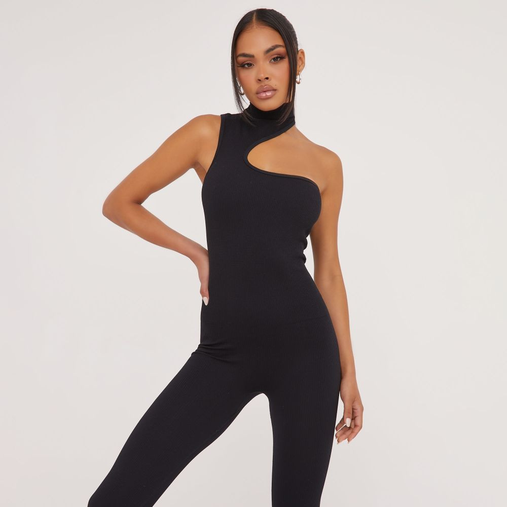 Choker Cut Out Detail Seamless Jumpsuit In Black | EGO (UK)