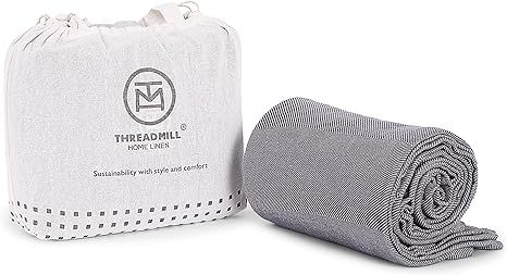 Threadmill Premium Soft Travel Blanket - Airplane Flight Blanket Throw in Cloth Bag(Grey Color) C... | Amazon (US)