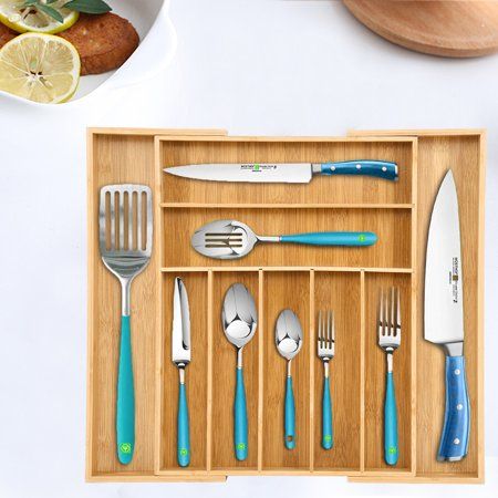 Cotonie Bamboo Expandable Drawer Organizer Kitchen Premium Cutlery And Utensil Tray | Walmart (US)
