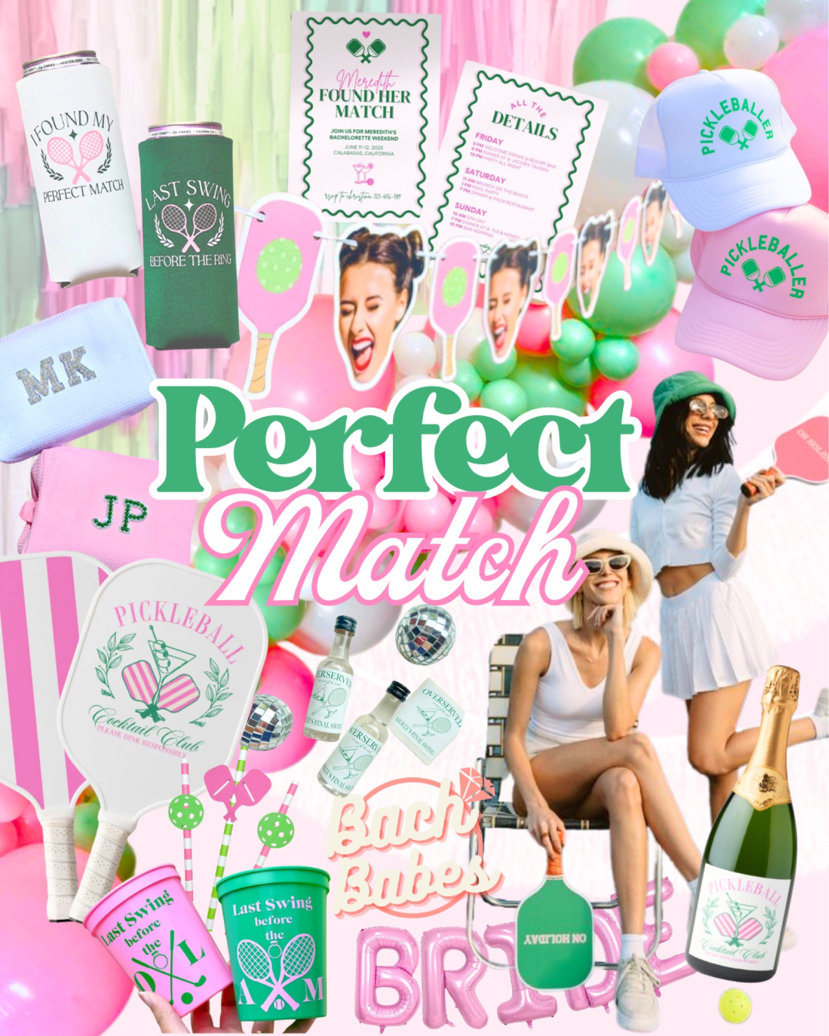 Perfect Match | Last Swing Before the Ring | Pickleball Bach Party Theme!!🎾🩷🏓

Pickleball Bachelorette Party, Perfect Match Bachelorette Party, Last swing before the ring bachelorette party, Bach party, bach theme, Bach babes, bachelorette party theme, pickleball theme