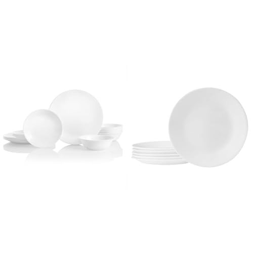Corelle Vitrelle 18-Piece Dinnerware Set, 6-Piece Salad Plate Set, Triple Layer Glass, Chip Resistant, Winter Frost White | Amazon (US)