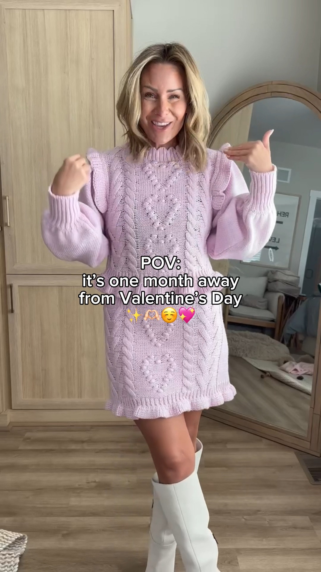 the CUTEST valentines day look 💖✨ sweater & skirt are sold separately, but loved them paired together. 

valentines day outfit idea, white boots, pink sweater, pink skirt, valentines day sweater, curling iron, makeup, dior makeup, sephora, valentines,  seamless underwear, petite fashion, type b mom, Claire Tammaro

#LTKWatchNow #LTKFindsUnder100 #LTKFindsUnder50