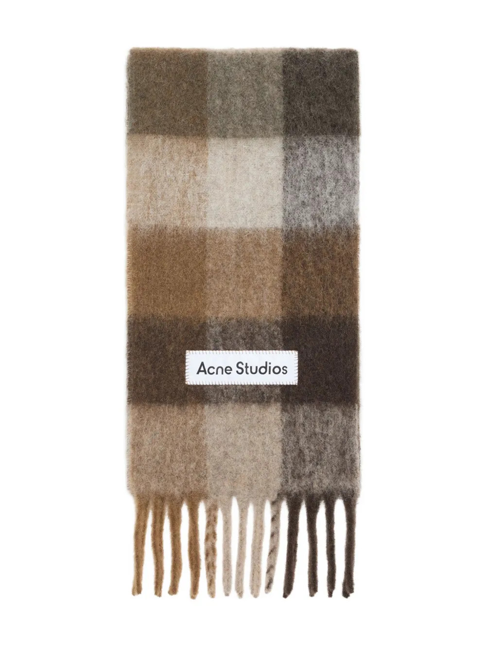 Acne Studios Checked Fringed Scarf | Brown | FARFETCH | Farfetch Global