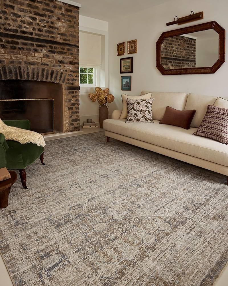 Loloi Chris Loves Julia Ida Collection IDA-06 Slate/Natural 5'-3" x 7'-6", .19" Pile Height, Area... | Amazon (US)