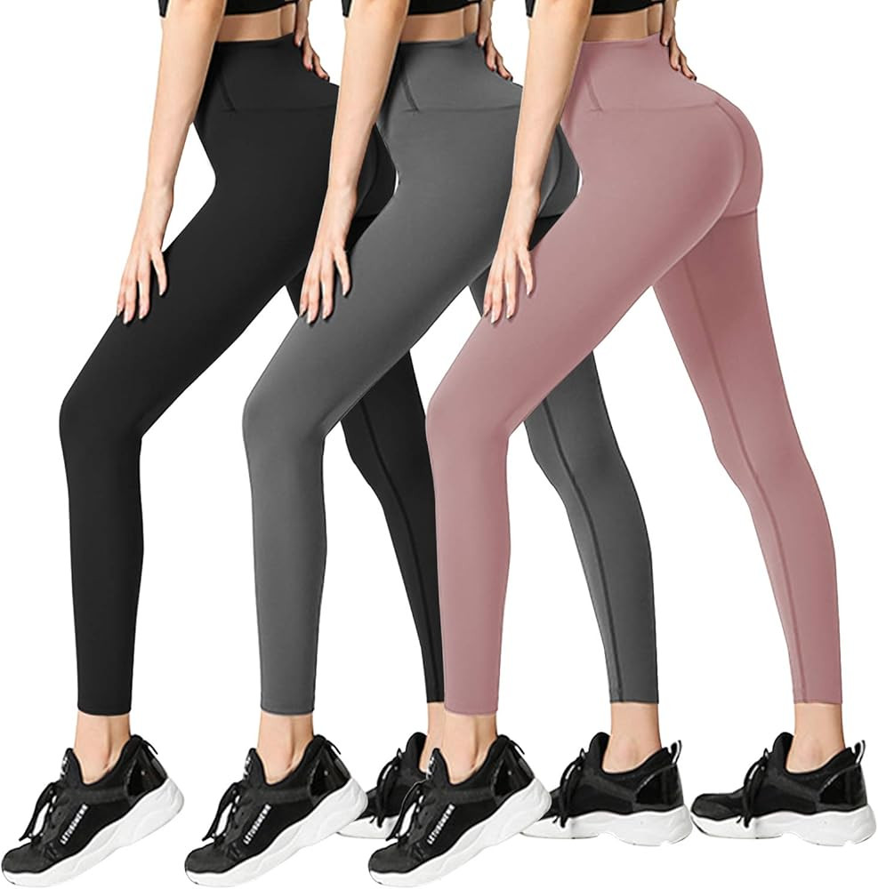 3 Pack Womens Leggings-No See-Through High Waisted Tummy Control Yoga Pants Workout Running Leggi... | Amazon (US)