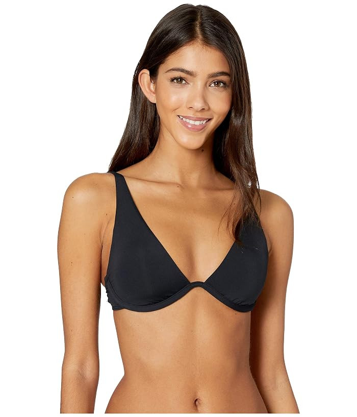 Roxy Solid Beach Classics Underwire Swim Top (True Black) Women's Swimwear | Zappos