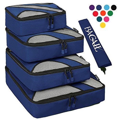 4 Set Packing Cubes,Travel Luggage Packing Organizers with Laundry Bag Navy | Amazon (US)