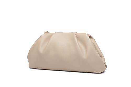 YUWITA Soft PU Leather Clutch Purses for Women Formal Elegant Luxurious Evening Bag (Nude) | Amazon (US)