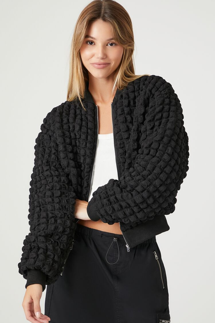 Popcorn Knit Bomber Jacket | Forever 21 (US)