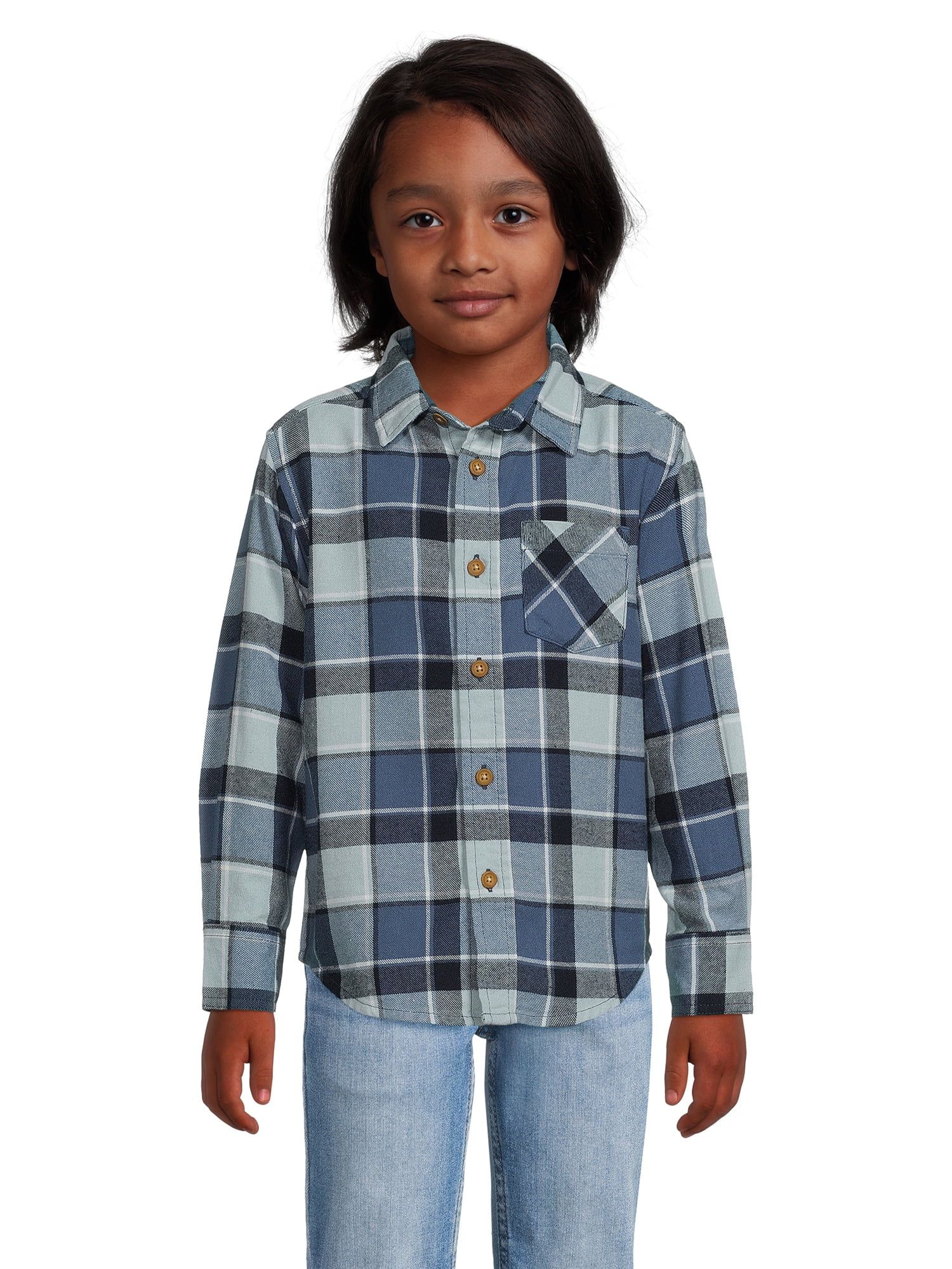 Wrangler Boys’ Long Sleeve Flannel Shirt, Sizes 4-18 & Husky | Walmart (US)