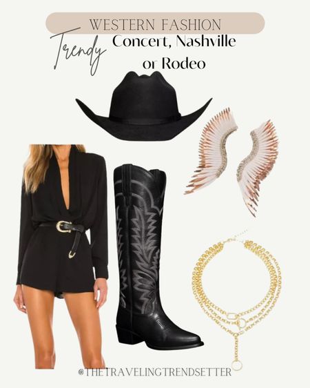 Trendy concert outfit, rodeo outfit, cowboy hat, cowboy boots, cowgirl hat to cover, romper, revolve earrings, necklace concert, outfit, viral, trending bachelorette bride, work party, date, night, girls night out

#LTKparties #LTKfindsunder100 #LTKFestival