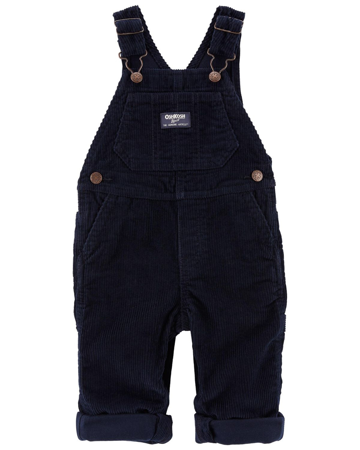 Navy Baby Jersey Lined Corduroy Overalls | oshkosh.com | OshKosh B'gosh