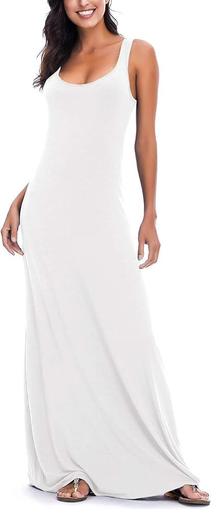 EXCHIC Women's Sexy Tank Top Maxi Long Dress Casual Sleeveless Summer Beach Dress | Amazon (US)