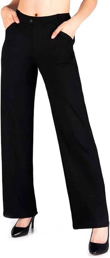 Yogipace,Belt Loops,Women's Petite/Regular/Tall Straight Leg Loose Fit Yoga Wide Leg Dress Pants ... | Amazon (US)