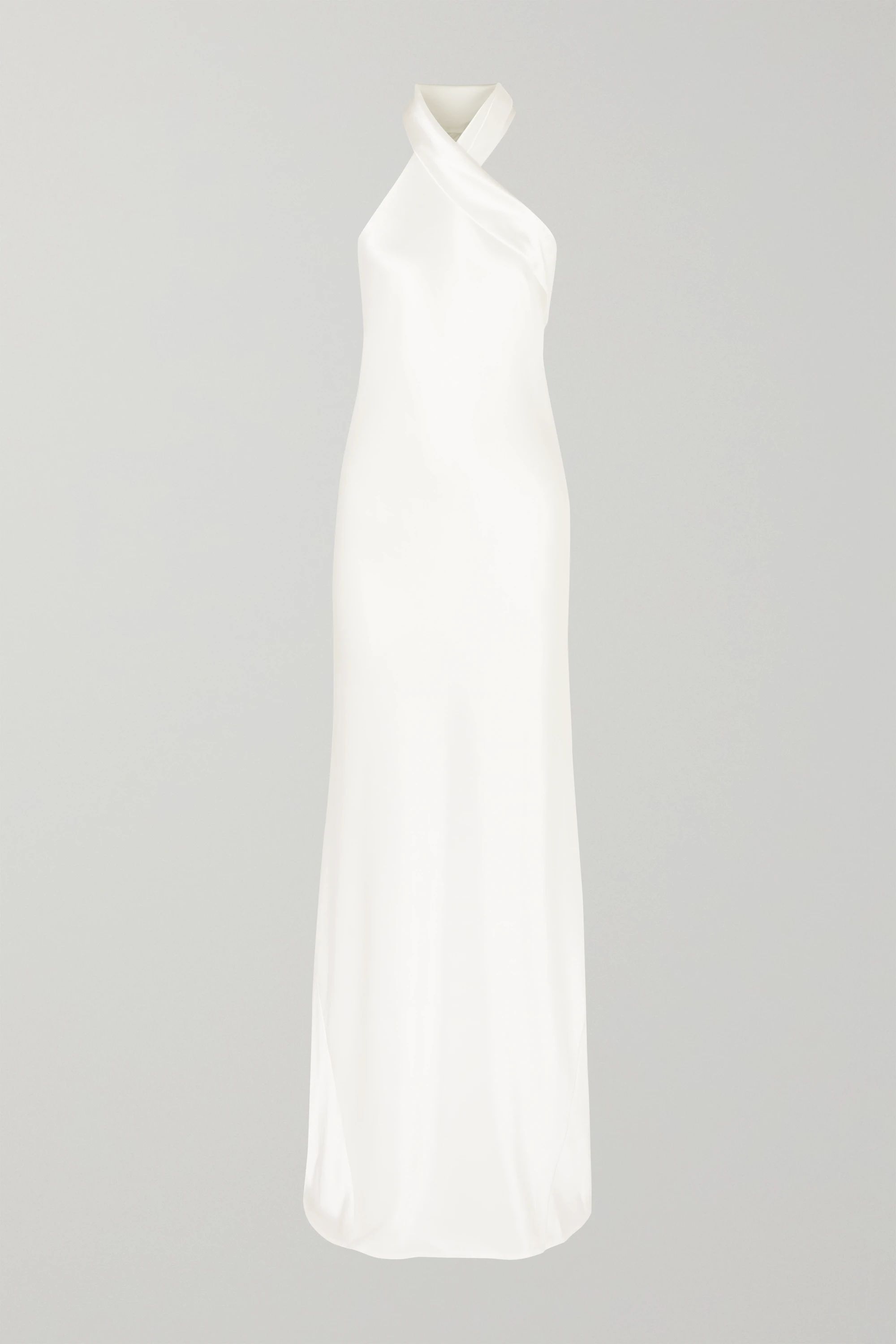 Mayfair halterneck asymmetric hammered-satin gown | NET-A-PORTER (US)