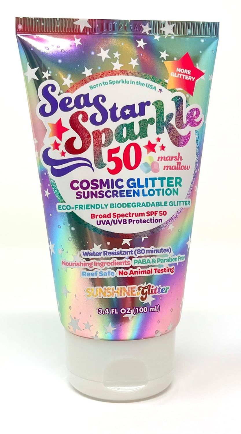 Sunshine & Glitter | Sea Star Sparkle Biodegradable GLITTER SUNSCREEN with SPF 50+ | COSMIC MARSH... | Amazon (US)