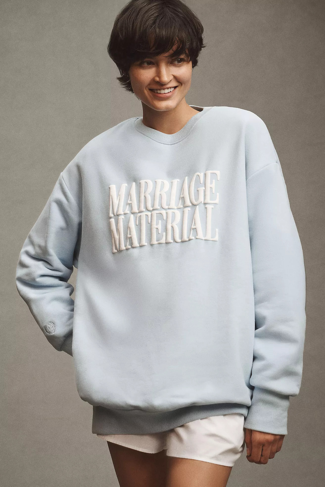 BRIDEMERCH Marriage Material Oversized Crew-Neck Sweatshirt | Anthropologie (US)
