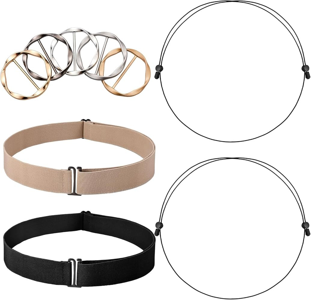 9 Pcs Crop Band for T-shirts, Adjustable Elastic Tops Tuck Tool with Ties Clips for Shirts Sweate... | Amazon (US)