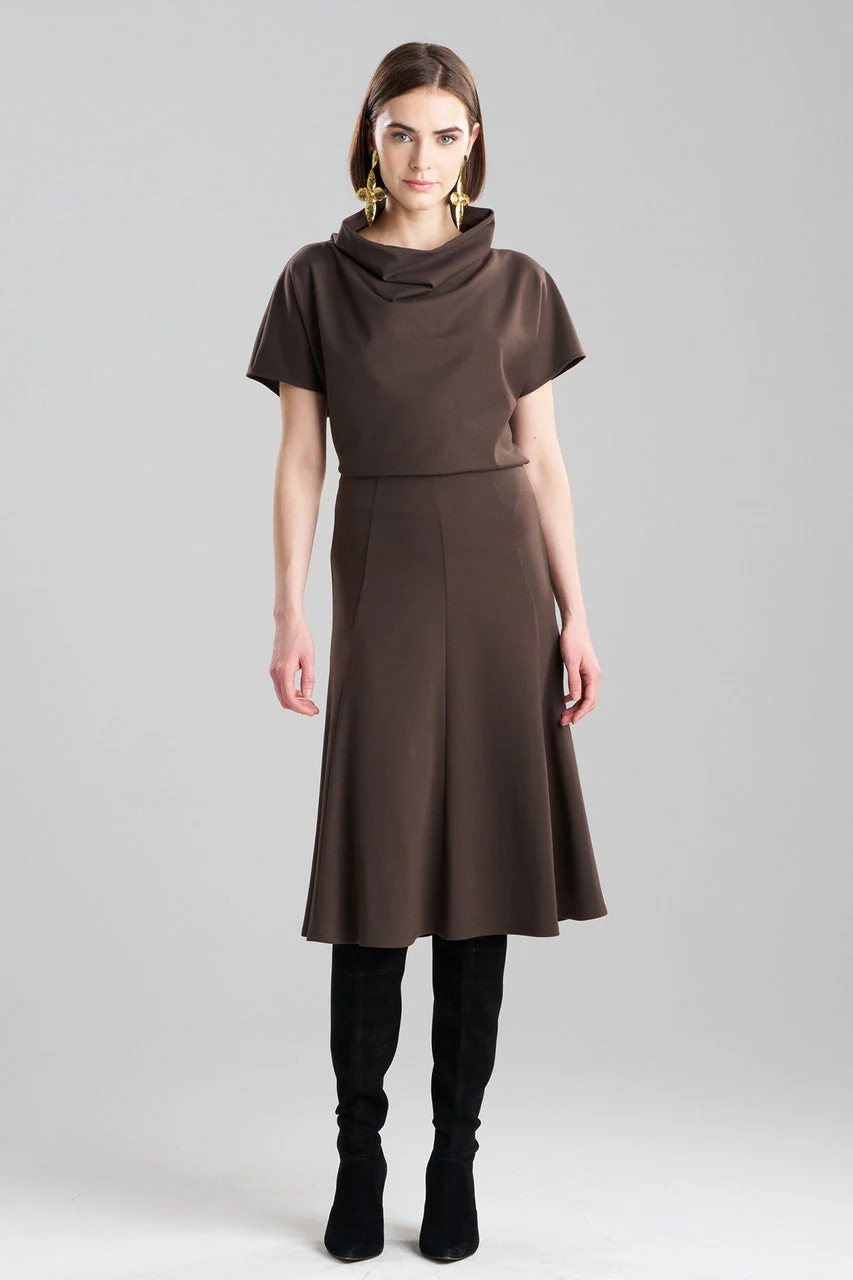 Buy Compact Knit Flair Skirt in Espresso Online | NATORI | Natori