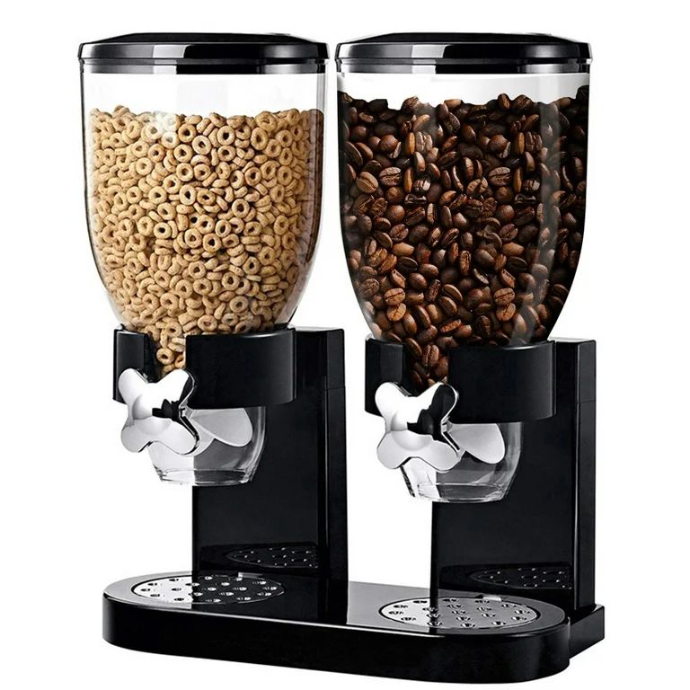 Dual Food Dispenser, 2L Dry Food Dispenser, Grain Cereal Dispenser Countertop for Kitchen, Black | Walmart (US)