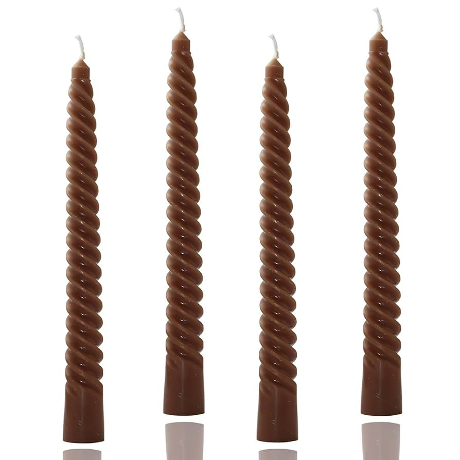 Spiral Brown Tapered Candle,8 inch-Set of 4 Tapered Candles, Tall Candlesticks, Long Candl Sticks... | Amazon (US)