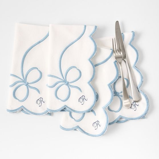 Embroidered Bow Dinner Napkins, Set of 4 | Mark and Graham