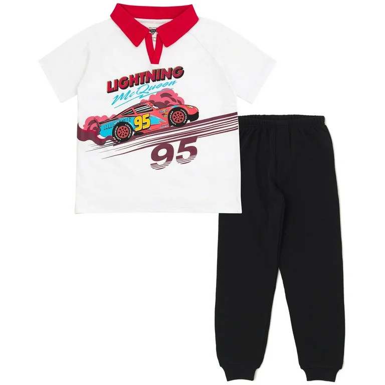 Disney Cars Lightning McQueen Polo Shirt and Fleece Jogger Pants Outfit Set Toddler to Big Kid - ... | Walmart (US)
