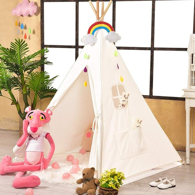 Sumbababy Teepee Tent for Kids with Carry Case, Natural Cotton Canvas Teepee Play Tent, Toys for ... | Amazon (US)