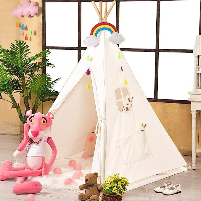 Sumbababy Teepee Tent for Kids with Carry Case, Natural Cotton Canvas Teepee Play Tent, Toys for ... | Amazon (US)