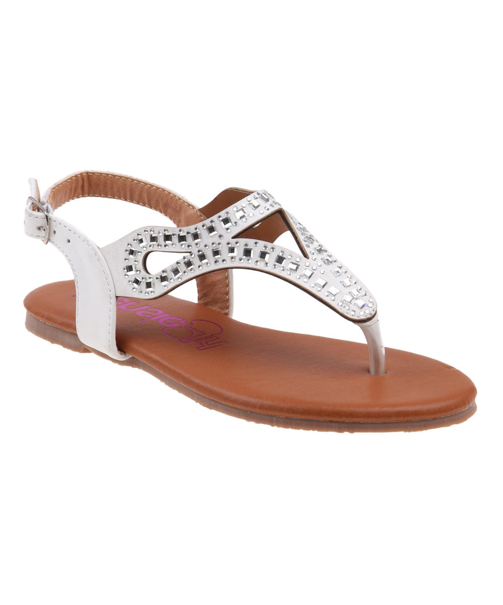 Kensie Girl Girls' Sandals White - White Square Rhinestone Sandal - Girls | Zulily