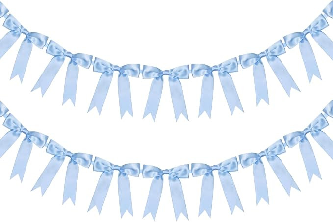 2 Pcs Blue Bow Garland Banner for Wedding Bachelorette Party Decorations Coquette Birthday Bow De... | Amazon (US)