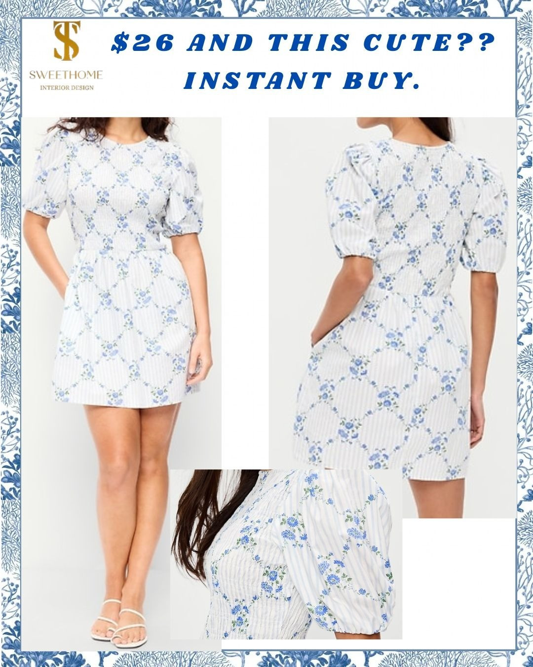 #stsweethomeOmg such a cute find 😍 That blue floral print is giving soft, feminine, spring vibes and I cannot believe it’s only $26!!Light, pretty, and easy to dress up or down — this was an instant yes for me. Perfect for brunch, errands, or a casual day out.

#LTKValentine #LTKSaleAlert #LTKSeasonal