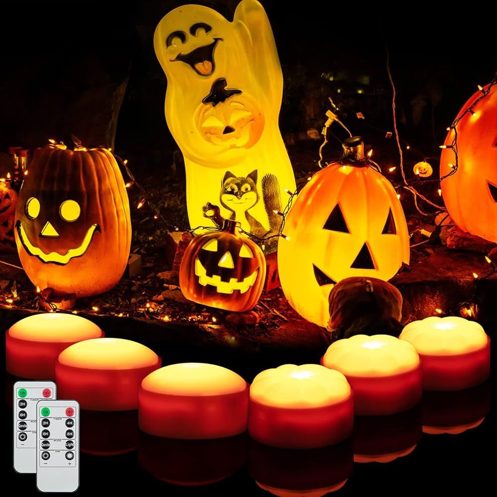 Litake LED Flameless Pumpkin Lights with Remote,Flickering Jack-O-Lantern Lights with Timer,Batte... | Amazon (US)