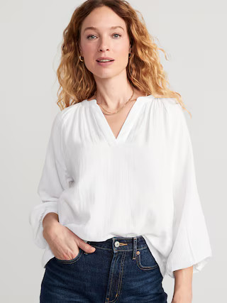Split-Neck Blouse for Women | Old Navy (US)
