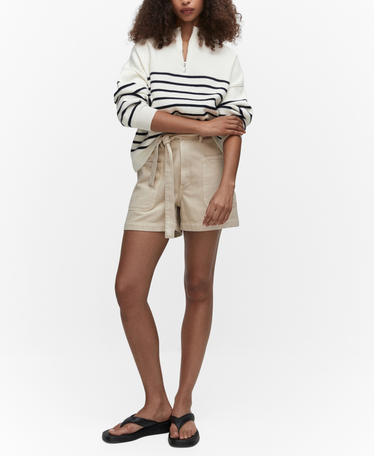 Mango Women's Zip Detail Striped Sweater | Macys (US)