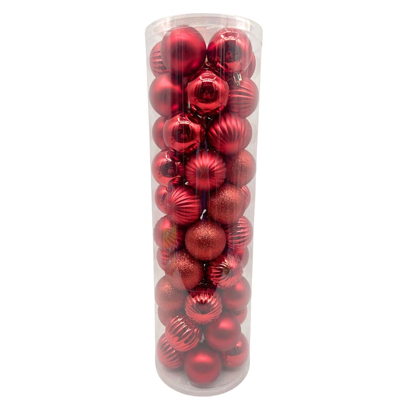 50-Count Red Mix Shatterproof Ornaments | At Home