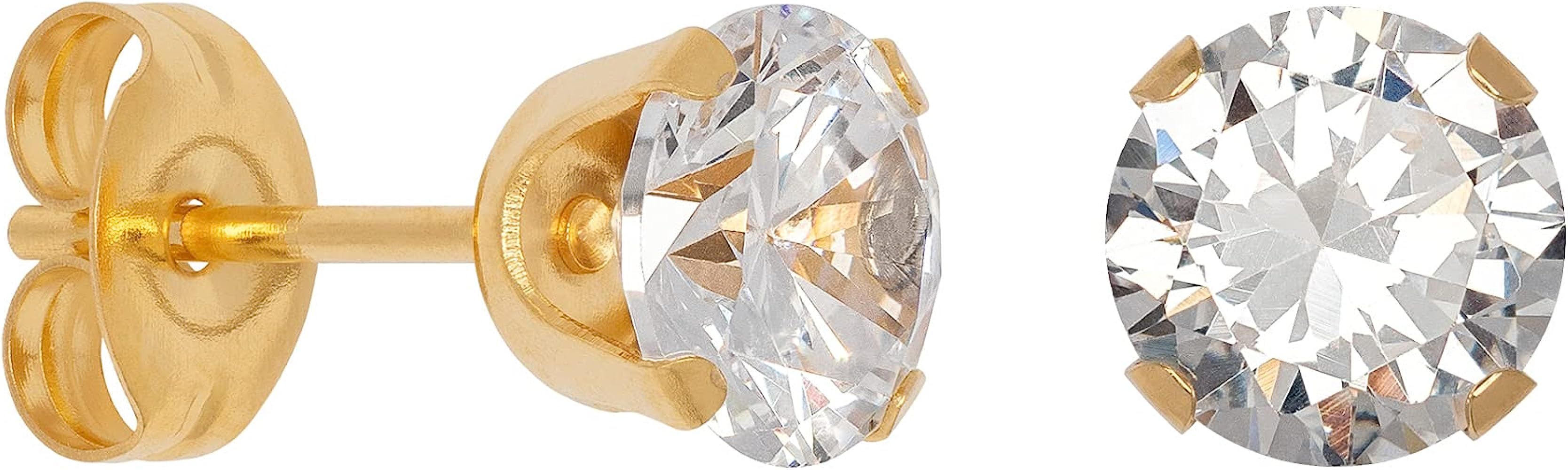 Gold Plated Cubic Zirconia Diamond Imitation Stud Earrings | Amazon (US)