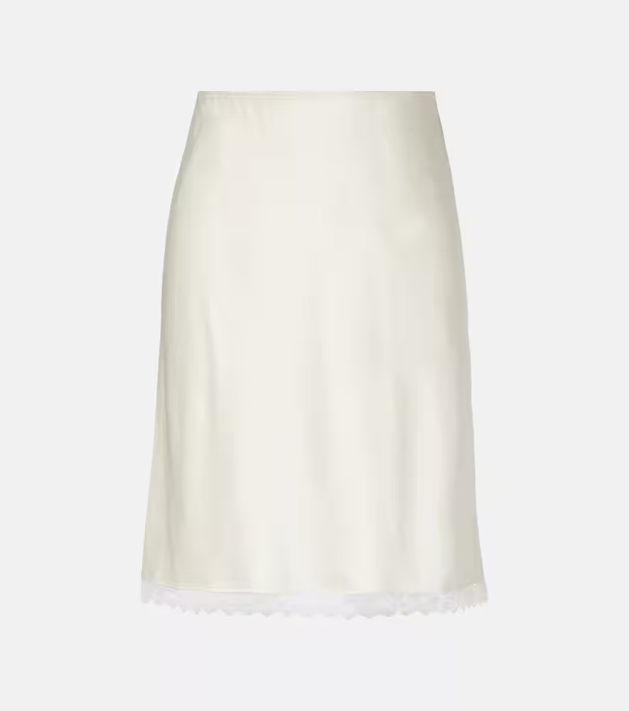 Leset Barb lace-trimmed satin slip skirt | Mytheresa (US/CA)