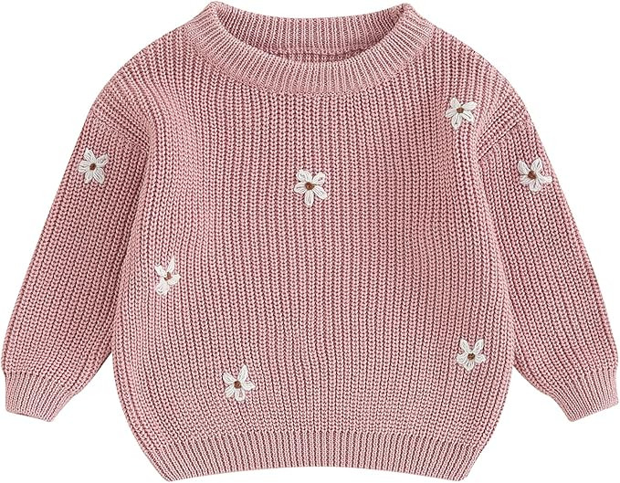 Mubineo Baby Girl Winter Clothes Cute Flower Sweater Crewneck Pullover Long Sleeve Knit Newborn I... | Amazon (US)