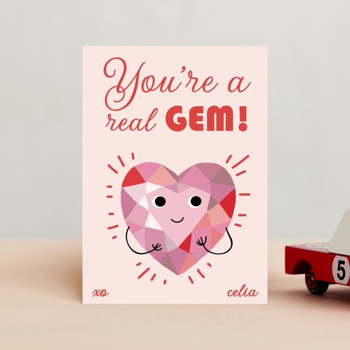 "Gemstone" - Customizable Classroom Valentine's Cards in Red by Hannah Williams. | Minted