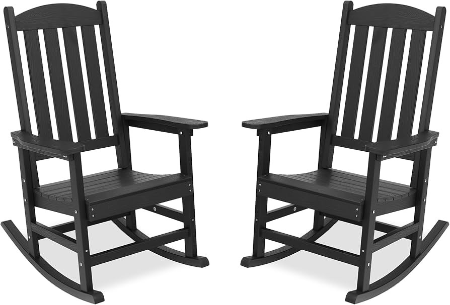 LUE BONA Outdoor Rocking Chairs Set of 2, HDPS Poly Rocking Chair, All Weather Resistant Plastic ... | Amazon (US)