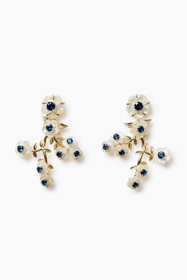 Medium Blue Pearl Flower Cluster Vine Earrings | Tuckernuck (US)