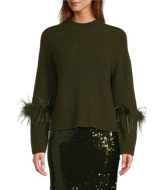Tilly Wool Blend Crew Neck Feather Detail Long Sleeve Sweater | Dillard's